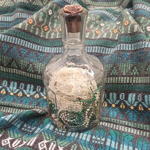 Decorative Glass Bottle with Cork and Beads